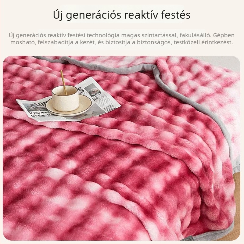 Vágott virágos mintás plüss takaró éves négy évszakos, egyoldalas, kétoldalas, ultra puha és meleg