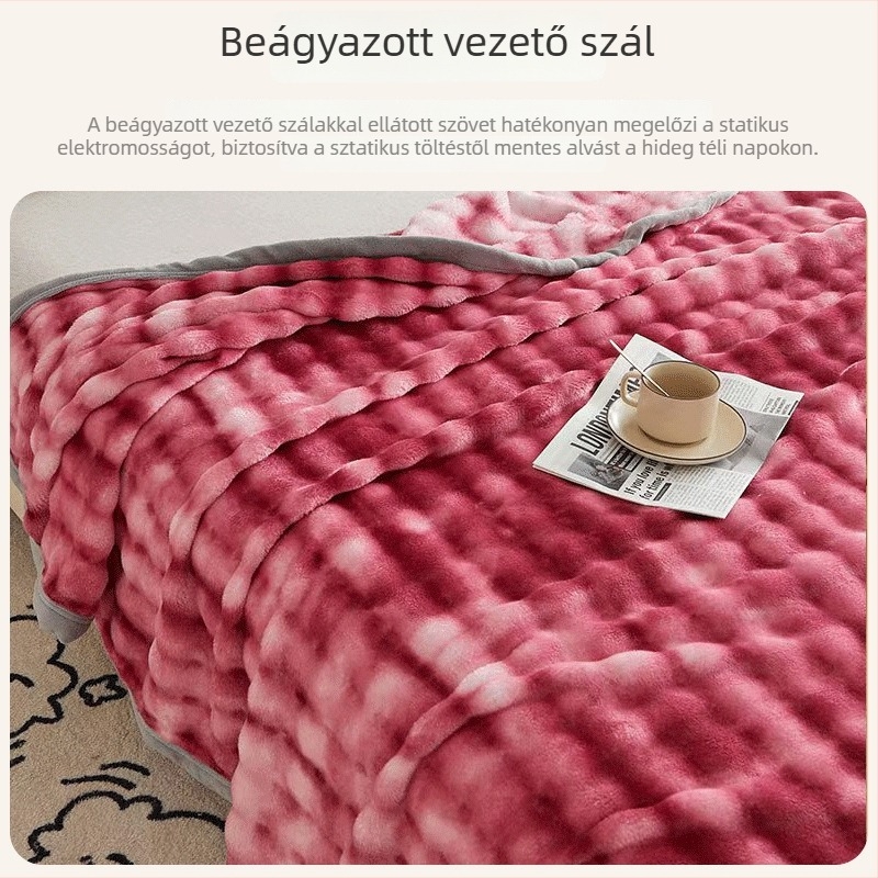 Vágott virágos mintás plüss takaró éves négy évszakos, egyoldalas, kétoldalas, ultra puha és meleg