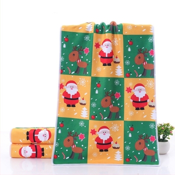 Microfiber karácsonyi törölköző személyre szabott nyomtatással, 100–120 g, 32 szálú fonal, nyomtatási folyamat, magas sűrűség