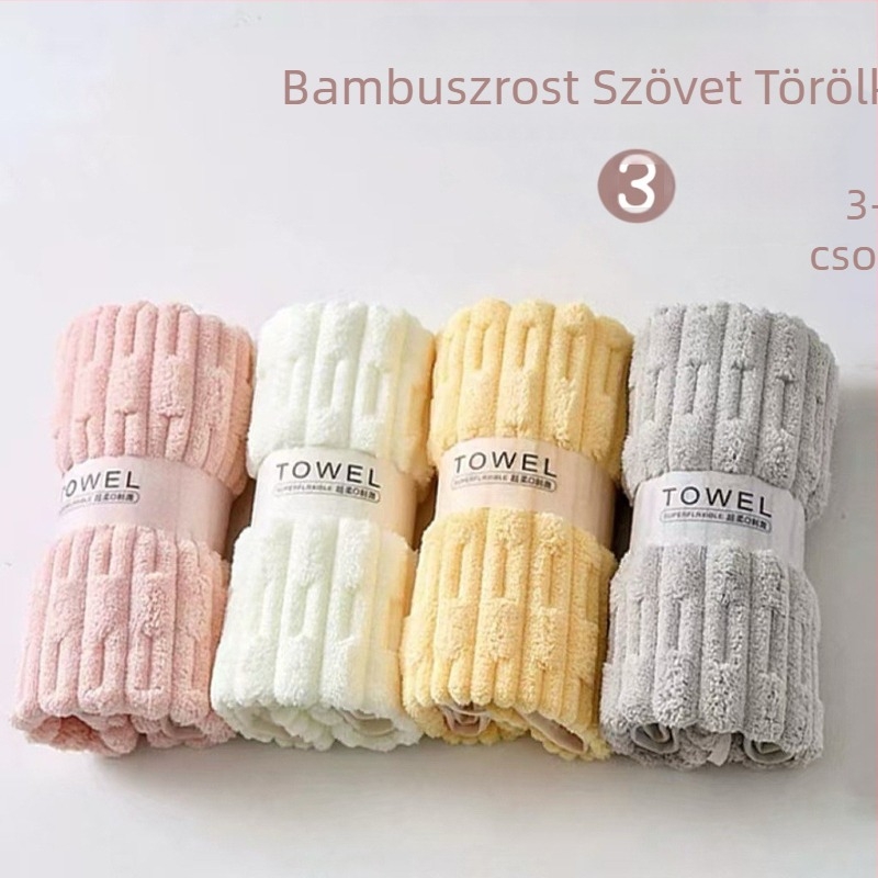 3 darab Coral Fleece törölközők — nedvszívó, gyorsan száradó, vastagított, élvarrásos, arc- és derékhoz (150D)