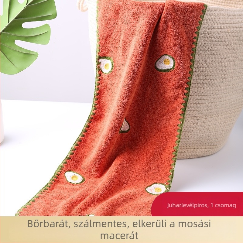 Testreszabható korall velúr gyümölcsös hímzett törölköző, 60 g, 80% poliészter / 20% poliamid, jacquard szegéllyel, nedvszívó