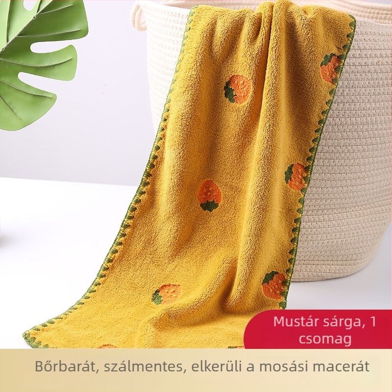 Testreszabható korall velúr gyümölcsös hímzett törölköző, 60 g, 80% poliészter / 20% poliamid, jacquard szegéllyel, nedvszívó