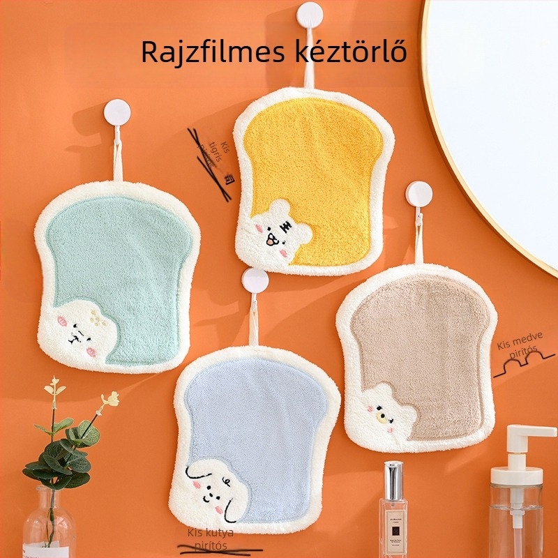 Kéztörlő fürdőszobába és konyhába, korall plüss, háromrétegű, nedvszívó és gyorsan száradó, 30–50 g