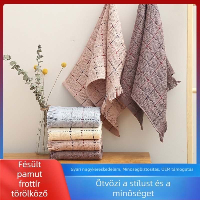 Fésült pamutból készült arctörölköző bojtokkal, otthoni használatra, 33 × 74 cm, 50–80 g, egyszerű szövés, Zimu szál, Qianyi