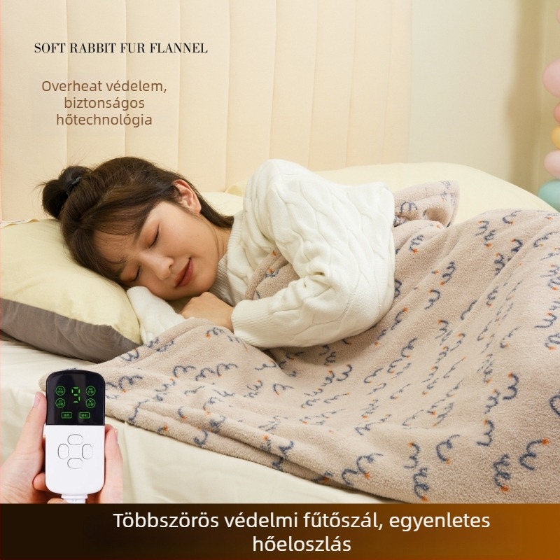 Elektronikus pléd, 100% poliészter, négylevelű lóhere mintás plüss bélés, levehető és mosható, téli használatra, testreszabható