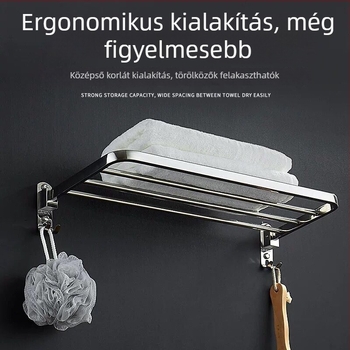 Egycsöves törölközőtartó a fürdőszobába, 304 rozsdamentes acél, falra szerelhető, fúrás nélkül