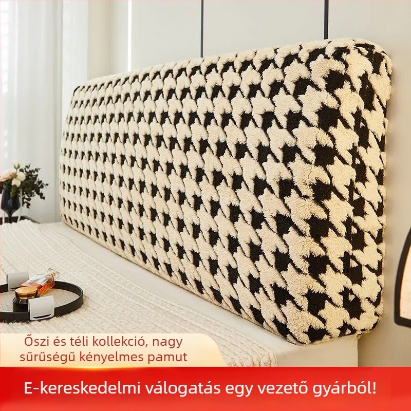 Houndstooth mintás fejtámla huzat, porvédő, műkasmír hatású anyag, skandináv stílus