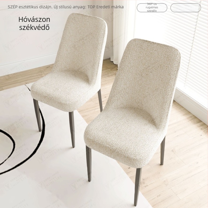 Pamut-len anyagból készült négy évszakos, univerzális étkezőasztal- és szék huzat készlet, kiváló minőségű ívelt ülés- és taburethuzatokkal