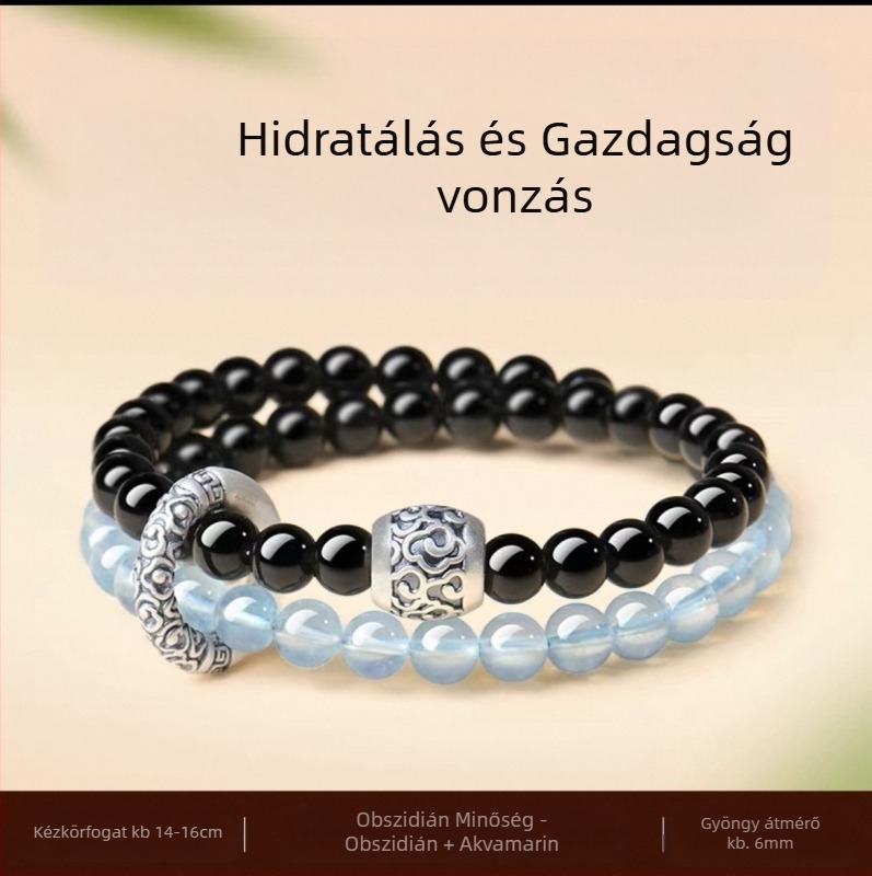 Karkötő akvamarin kristállyal, geometriai forma, uniszex, csiszolás és polírozás