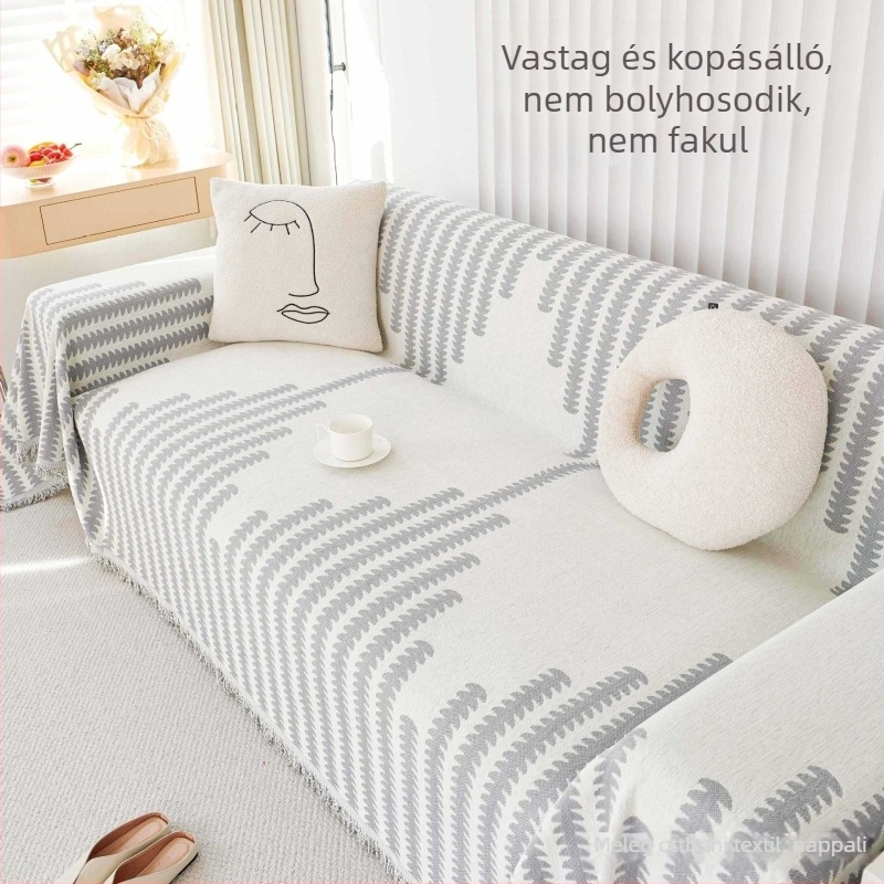 Chenille kanapé huzat, herringbone minta, egy darabos teljes lefedés, négy évszakos, csúszásmentes