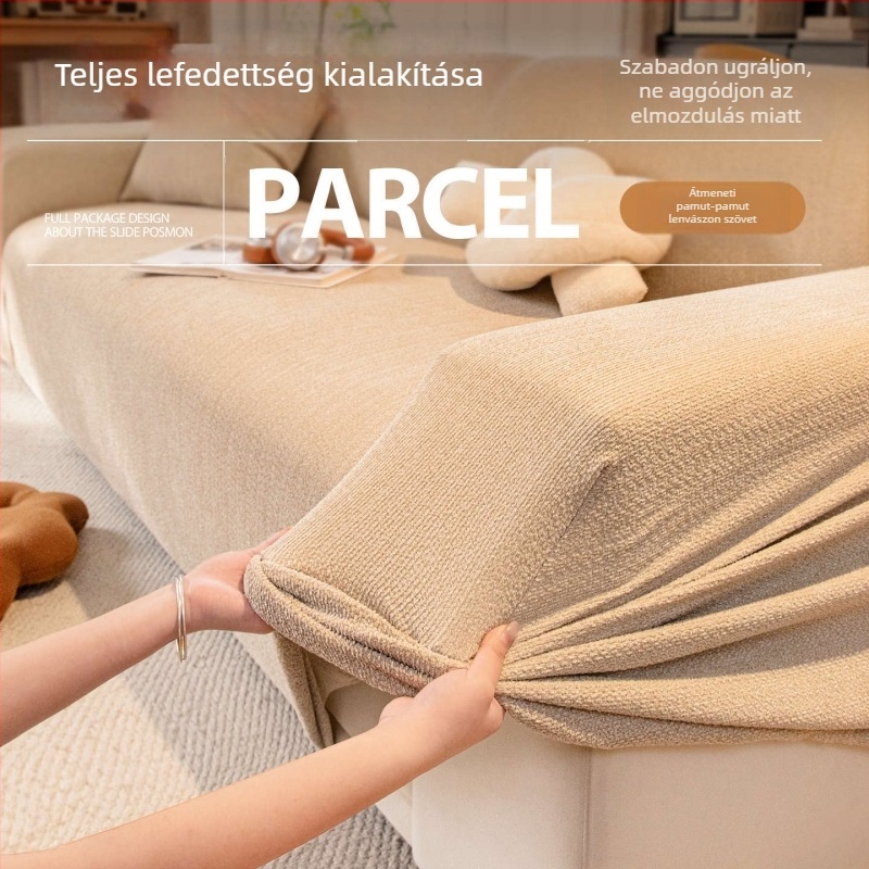 Imitált pamut-len kanapéfedő luxusérzet, egész éves használatra, 2026-os modell, teljes lefedés, univerzális, macskakarcolás elleni védelem