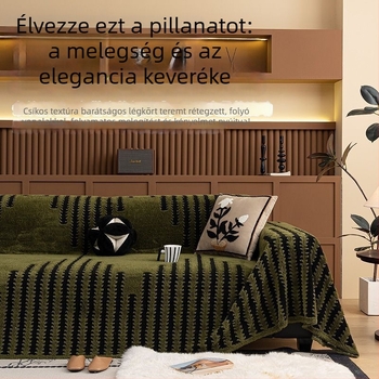 Púpos kanapéhuzat plüss anyaggal - houndstooth mintával - egy darabos teljes fedés, univerzális illeszkedés, minimaliststílus