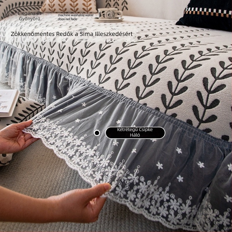 Elegáns szoknyás kanapévédő jacquard bársonyból, 2025-ös új modell, vastag, négy évszakos, macskakarcolások elleni védelem.