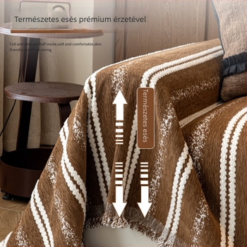 Chenille kanapévédő sarokkanapéra – Mid-Century stílus, csíkos minta, minimalist, testreszabható