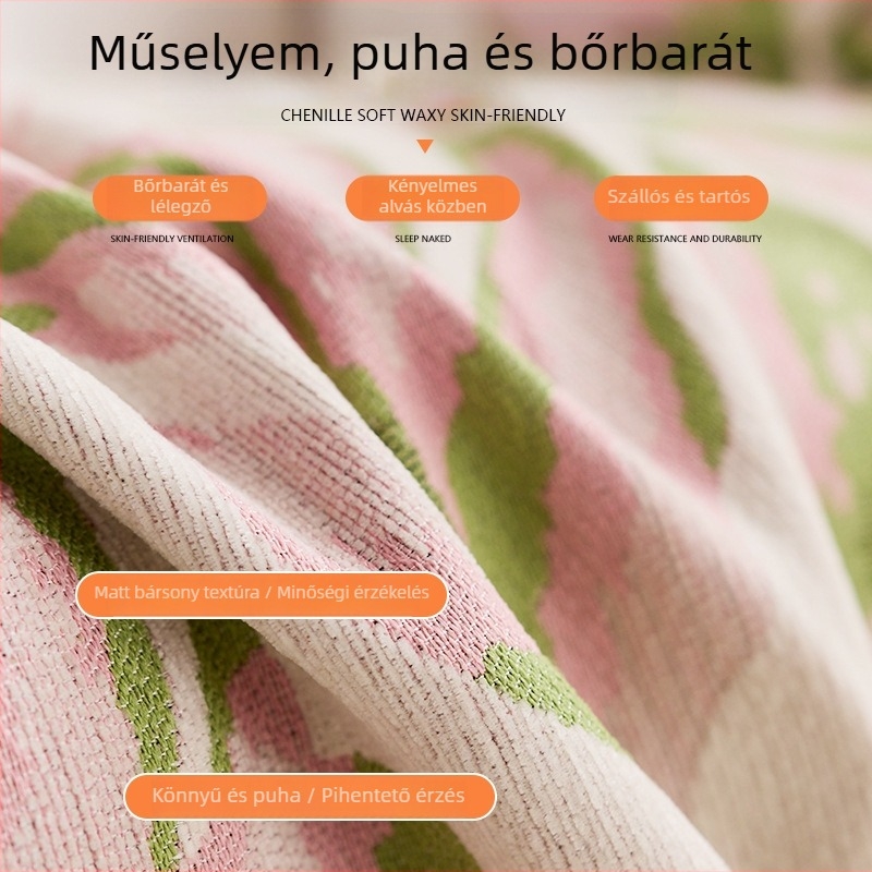 Díványvédő - Chenille, háromüléses kanapóhoz, egyszínű vagy virágos mintával, Ins stílus