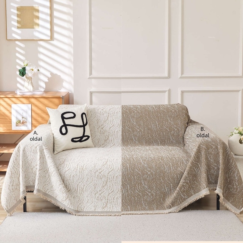 Chenille kanapévédő, krém színű, egyszínű, elegáns megjelenés, univerzális kanapéhoz