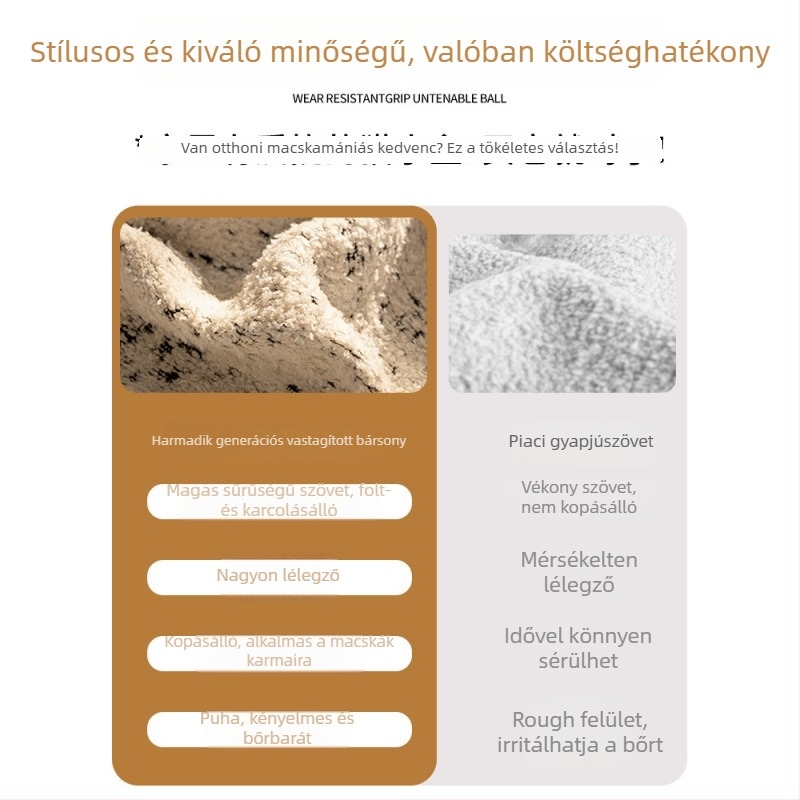 Plüss anyagú kanapévédő huzat – csúszásmentes, védelem a macskák által okozott karcolásokkal szemben, teljes lefedettség, egyszerű stílus, cipzár nélküli