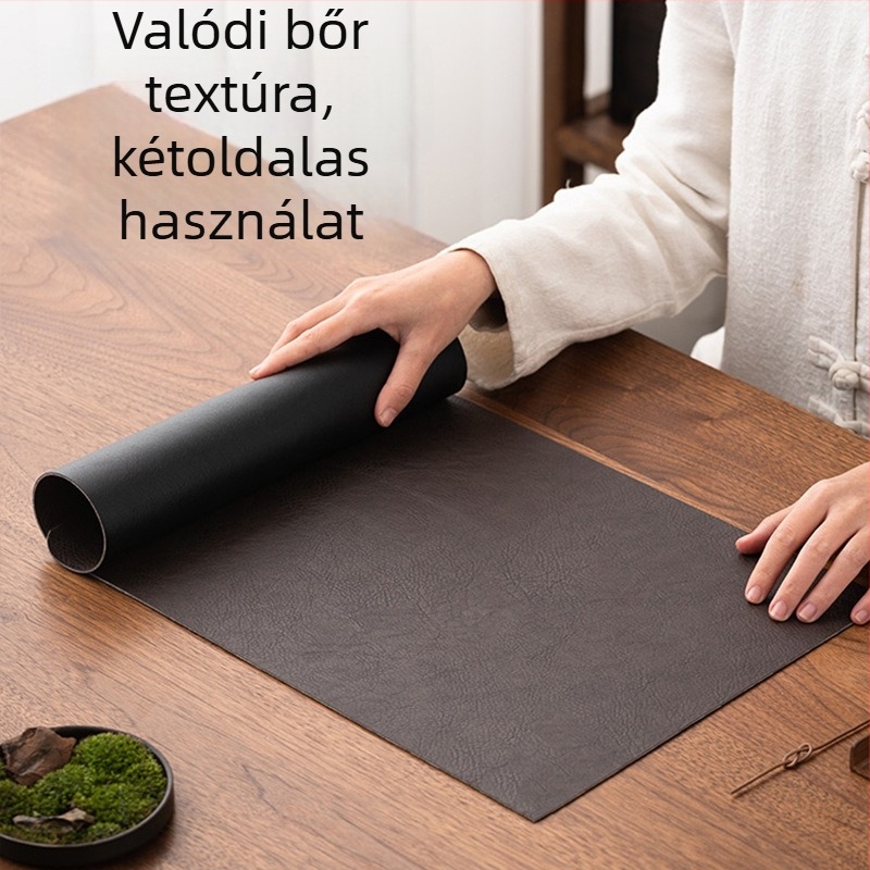 Vízálló bőr tea alátét, modern kínai-zén stílus, minimalist dizájn, bőrből készült asztali kiegészítő