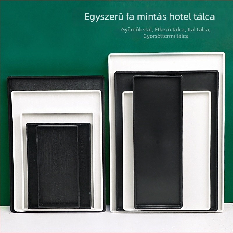 Téglalap alakú műanyag tálca (egyszínű felület, overglaze hatású felület, logó testreszabás)