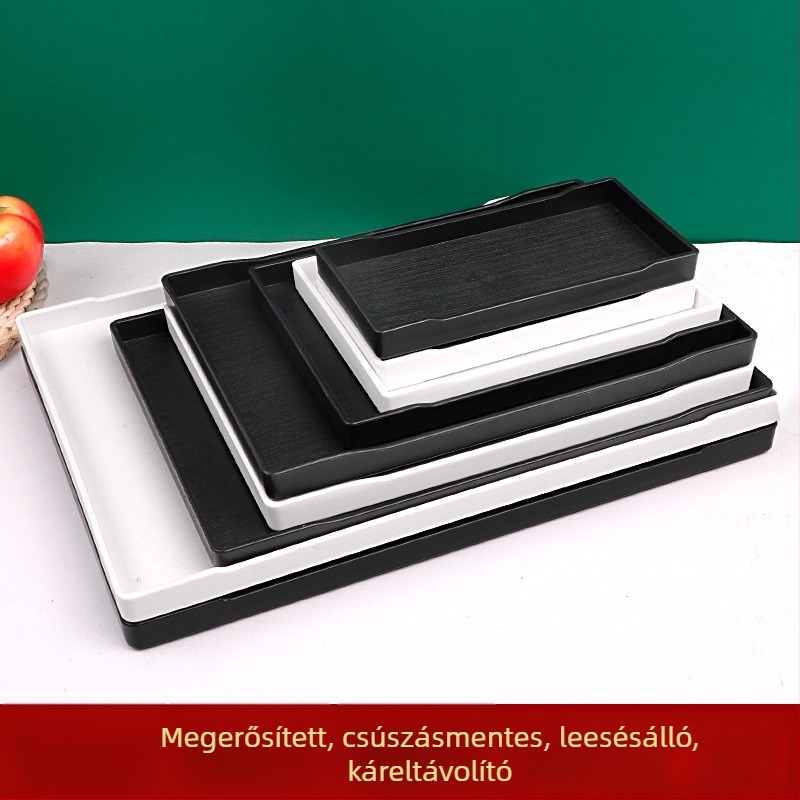 Téglalap alakú műanyag tálca (egyszínű felület, overglaze hatású felület, logó testreszabás)