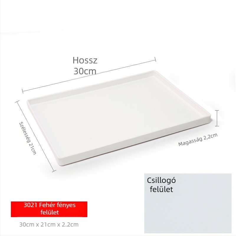 Téglalap alakú műanyag tálca (egyszínű felület, overglaze hatású felület, logó testreszabás)