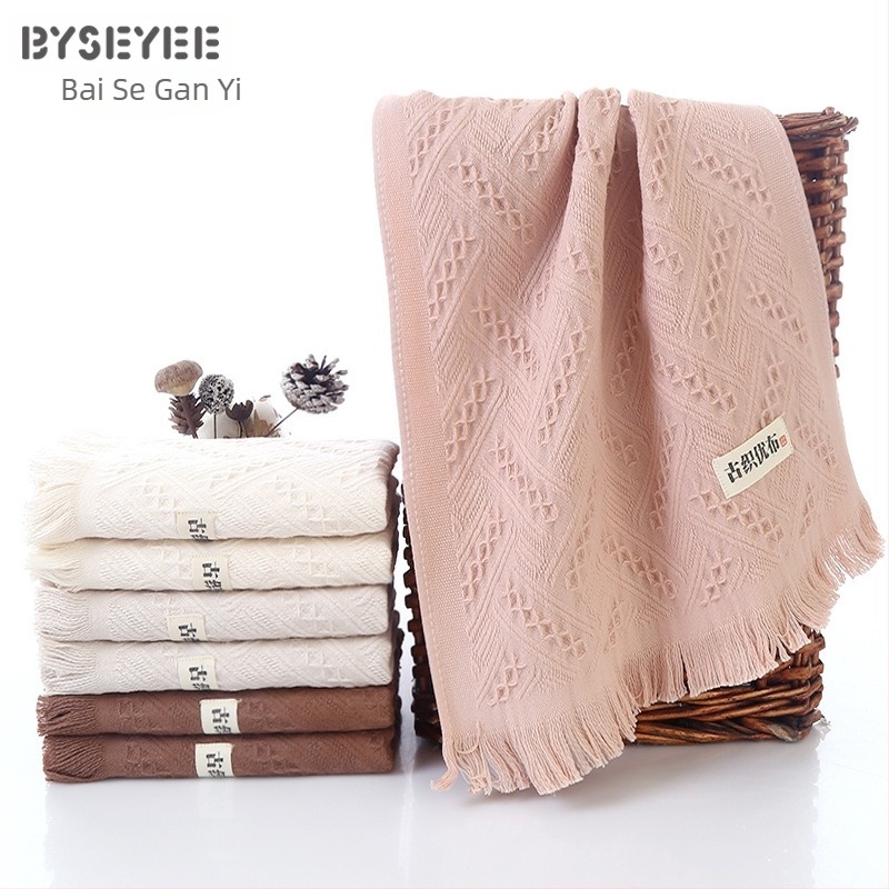 100% pamut jacquard bojtos arc törölköző, 32S szál, végigvarrt, 50–80 g, 99% pamut