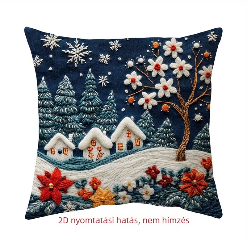 2D nyomtatott karácsonyi párnahuzat, nappali dekoráció – modern-minimalista stílus