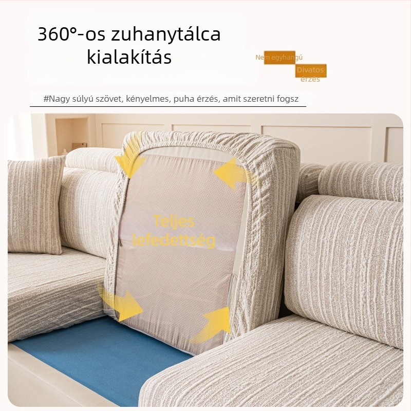 Nyári macskakarcolás elleni kanapévédő, teljes fedésű, univerzális elasztikus huzat három üléses kanapéhoz és nyújtókanapéhoz