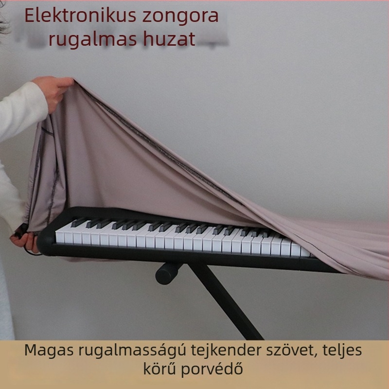 61/71/88 billentyűs elektronikus zongorához illeszkedő rugalmas porvédő, Milk Silk anyag, egyszerű és modern stílus