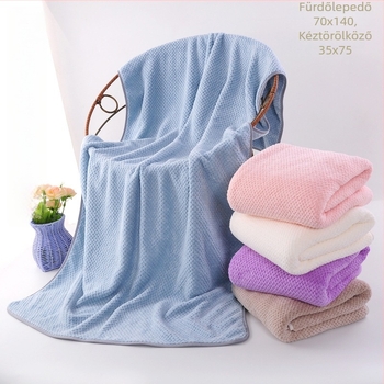 Korall fleece fürdőlepedő, 80% poliészter, 150D, 300–400 g, hímzett él
