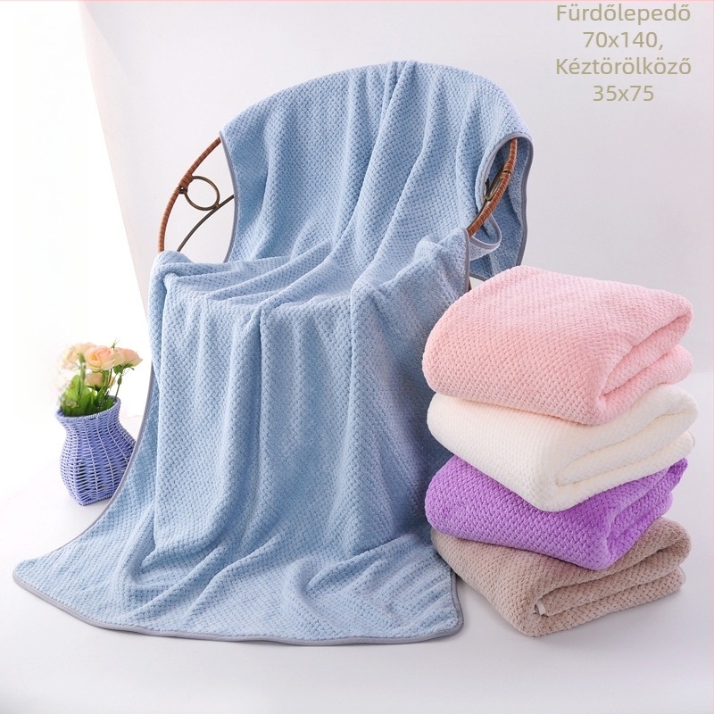 Korall fleece fürdőlepedő, 80% poliészter, 150D, 300–400 g, hímzett él