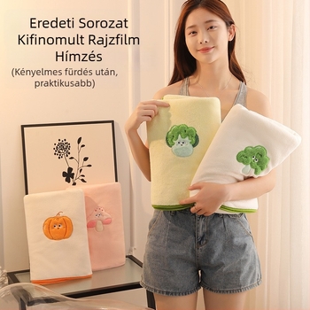 Fürdőlepedő koral fleece típus A, vastag, nedvszívó, hímzett és összevarrt szegéllyel, 300-400 g, 150D, testreszabható feldolgozás