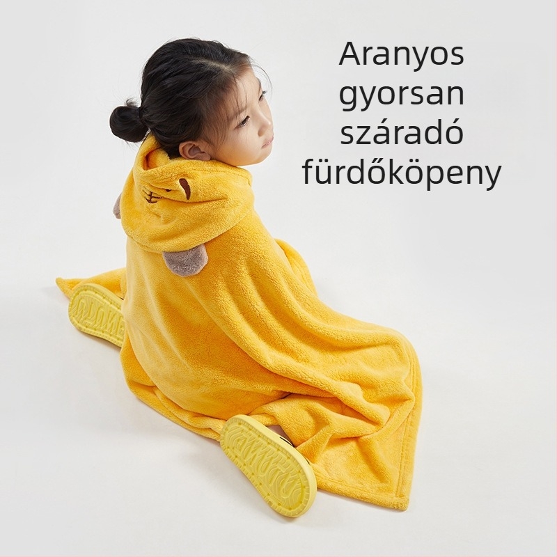 Optimum Tune gyerekek fürdőköntöse kapucnival, korall fleece, 300–400 g, egyenes szövés (Plain weave), testreszabott feldolgozás