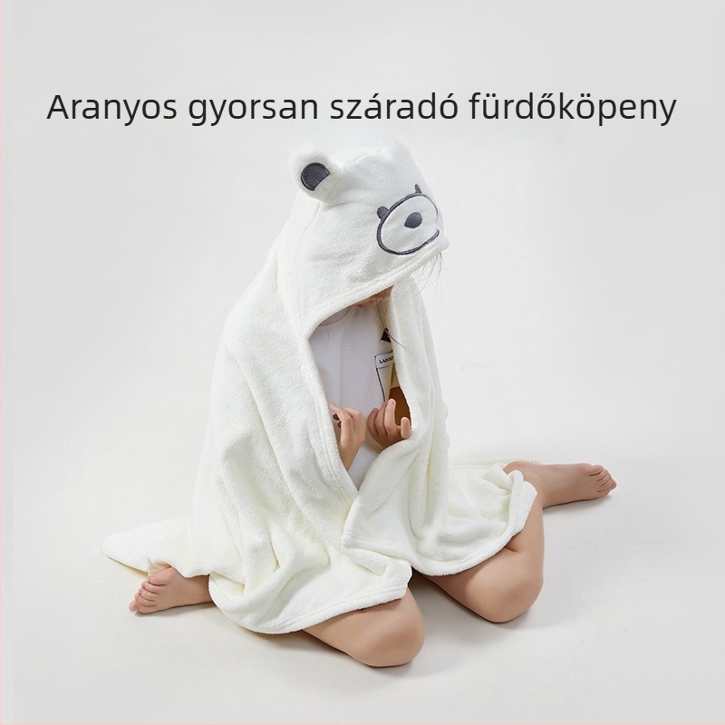 Optimum Tune gyerekek fürdőköntöse kapucnival, korall fleece, 300–400 g, egyenes szövés (Plain weave), testreszabott feldolgozás