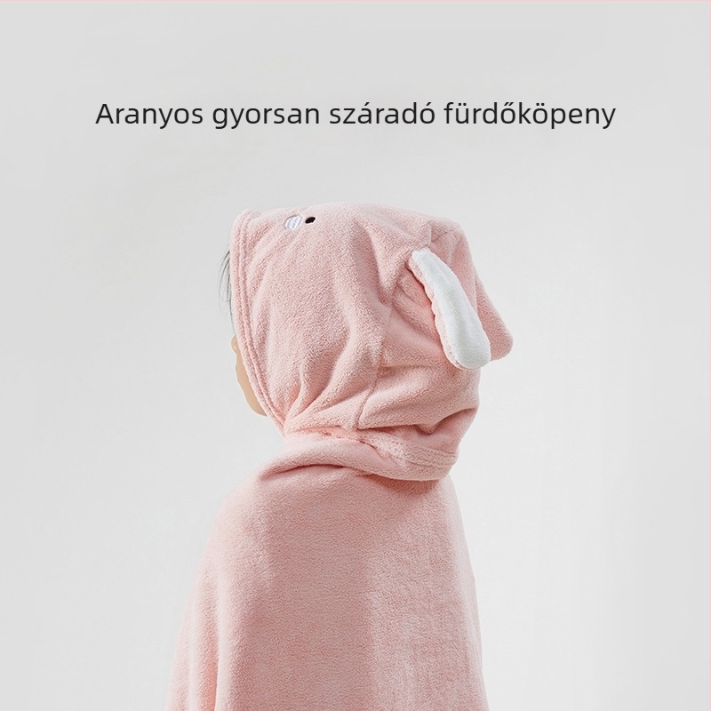 Optimum Tune gyerekek fürdőköntöse kapucnival, korall fleece, 300–400 g, egyenes szövés (Plain weave), testreszabott feldolgozás