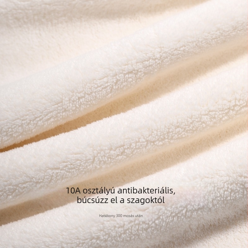 Korall fleece-ből készült fürdőköntös kapucnival, téli vastag, wrap-stílus, nedvszívó, puha a bőrnek, uniszex