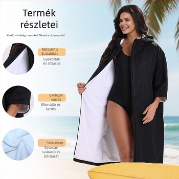 Gyorsan száradó kapucnis poncsó merüléshez és úszáshoz, nedvszívó strandköntös felnőtteknek, őszi-téli stílus
