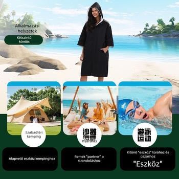 Gyorsan száradó kapucnis poncsó merüléshez és úszáshoz, nedvszívó strandköntös felnőtteknek, őszi-téli stílus
