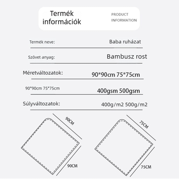 Baba fürdőlepedő kapucnival bambuszrostból, karikatúra mintával, különálló fül dizájn, 400–500 g, hímzés és varrás