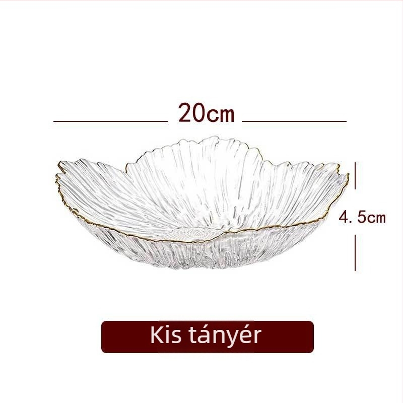 Samyo üveg gyümölcstál, virágpetál formájú, skandináv minimalista stílus