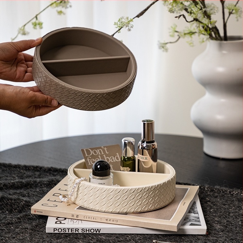Skandináv stílusú illat- és ékszertálca PU bőrrel és sűrű panellel – Anyag: sűrű panel + PU bőr; Stílus: könnyű luxus; Márka: Smart