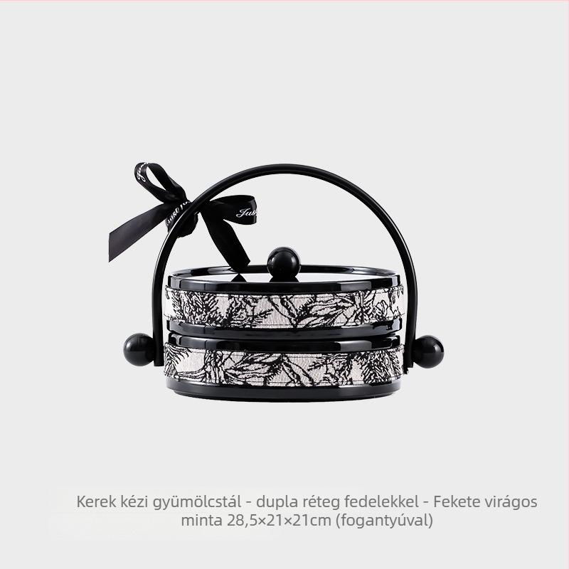 Kerámia szárított gyümölcsök tál fedővel, bőr díszítéssel, forgó snack tál a nappaliban