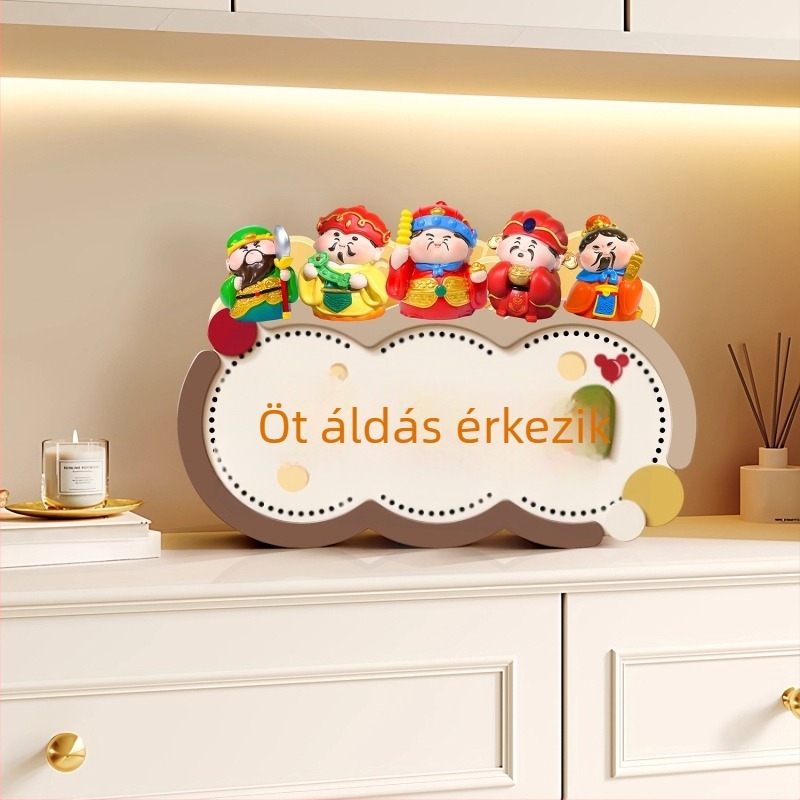 Fából készült gravírozott Öt Gazdagság Istene dísztábla – testreszabható, Új kínai stílus, előszobai dekoráció, nappali TV-szekrény dísze