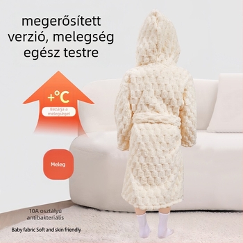 Gyerekeknek szóló fürdőköpeny kapucnival, korall fleece anyagból, viselhető törölköző, gyorsan száradó, uniszex