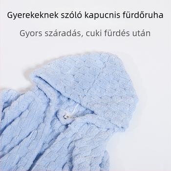 Gyerekeknek szóló fürdőköpeny kapucnival, korall fleece anyagból, viselhető törölköző, gyorsan száradó, uniszex