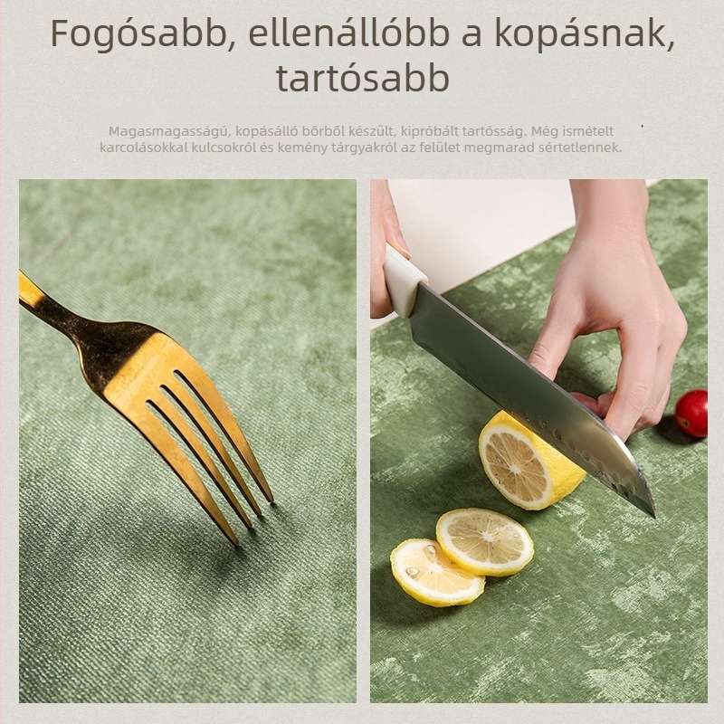 Bőr teásasztal alátét – modern, minimalist stílus, téglalap alakú, táj mintával, égés elleni védelem és hőszigetelés