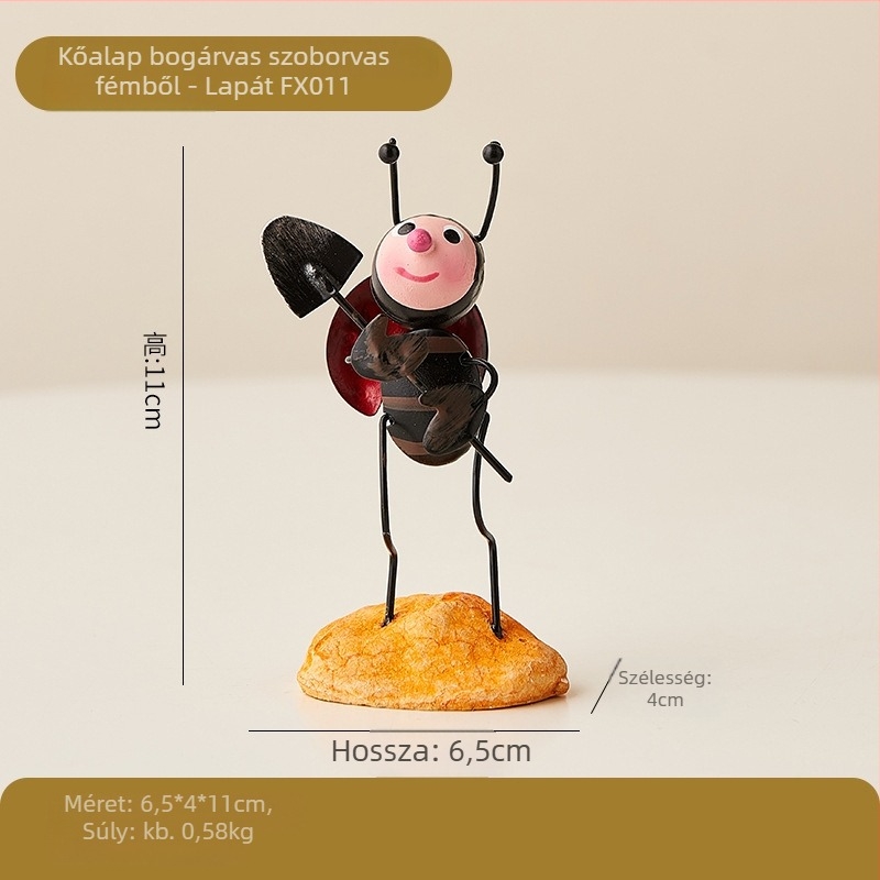 Bogár asztali dísz, karikatúrás stílusú, fémből készült, ajándék születésnapra vagy diplomaosztóra
