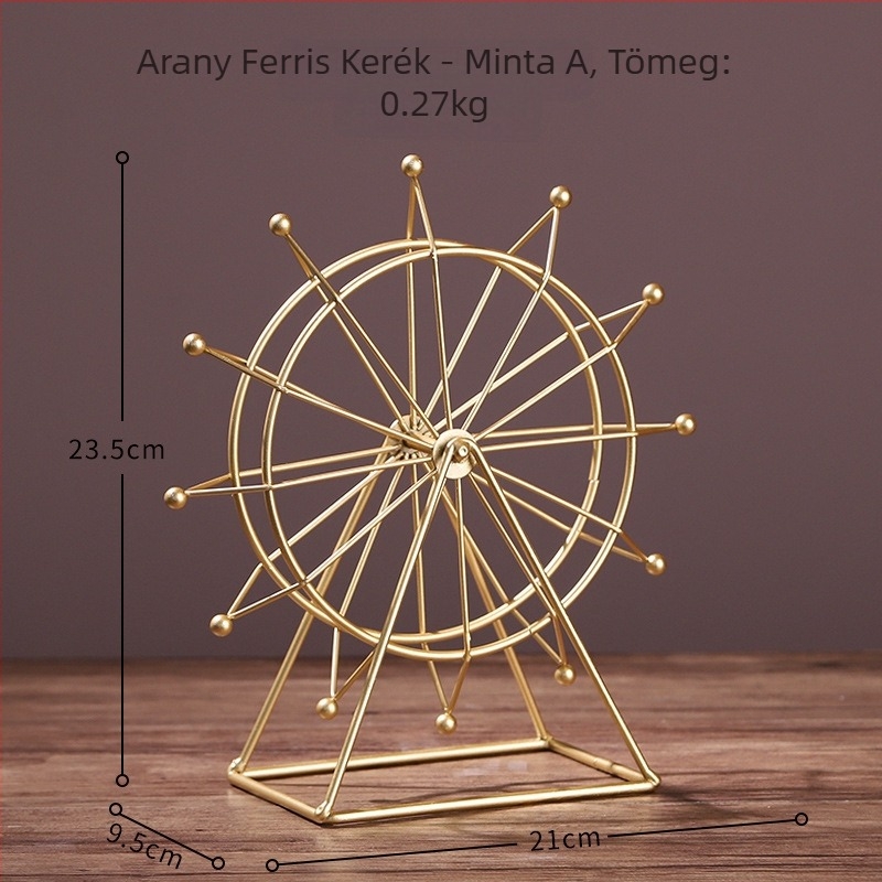 Vasból készült nordikus Ferris-kerek dísz — modern, minimalist dekoratív asztali kiegészítő nappaliba és irodába, TV-állvány és boros szekrény számára; ideális ajándék születésnapra, diplomaosztóra és új otthonba költözéshez
