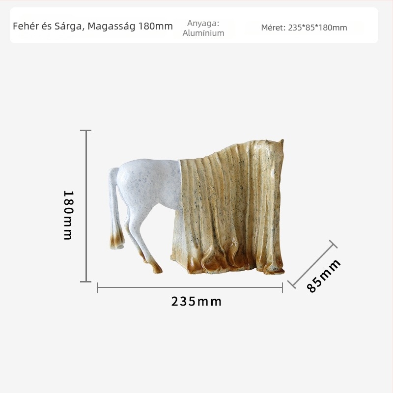 Fém maszkos ló szobor - Modern minimalista dizájn, olvasztási kivitelezés (Anyag: Fém; Stílus: Modern minimalizmus; Technika: Olvasztás)