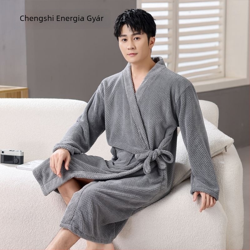 Téli uniszex fürdőköntös, len főszövet és poliészter rost
